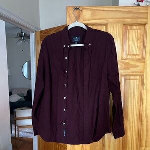 American Eagle Maroon Button Down, Size M